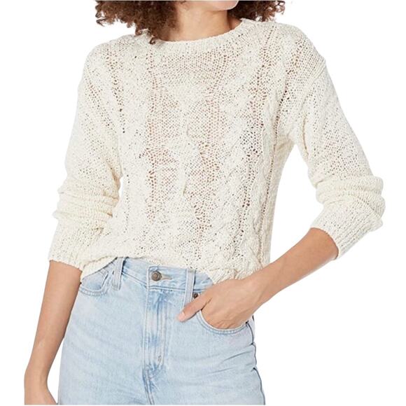 Vince Textured Cable Crewneck Cream Sweater SMALL - Picture 1 of 9